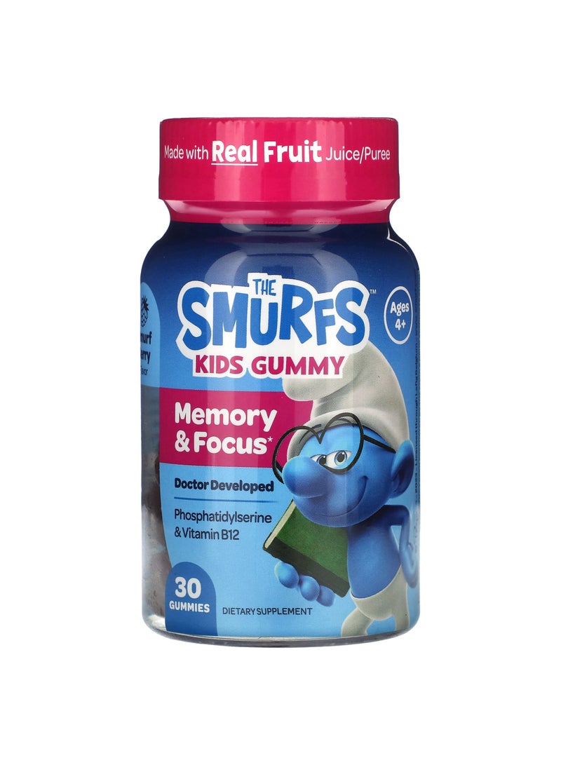 Kids Gummy, Memory & Focus, Ages 4+, Smurf Berry, 30 Gummies